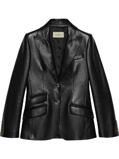 Gucci Lambskin Tailored Blazer In Black
