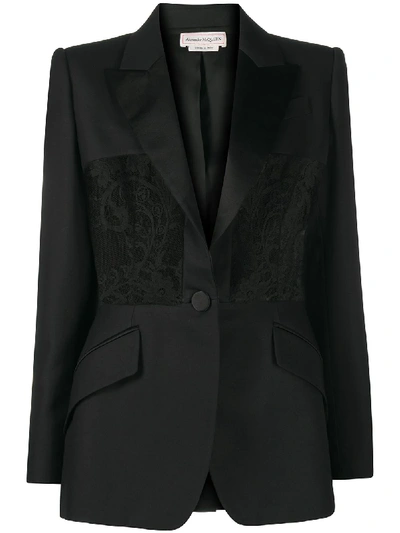 Alexander Mcqueen Layered Double-breasted Blazer In Black