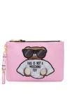 MOSCHINO TEDDY EMBROIDERED CLUTCH BAG