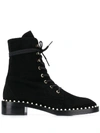 Stuart Weitzman Allie Laced Pearl Decorative Boots In Black