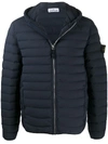 Stone Island Navy Down Loom Woven Chambers Jacket In Blue