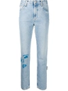 Off-white Printed Faces Straight-leg Jeans In Blue