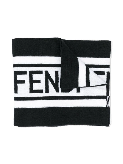 Fendi Kids' Logo-motif Winter Scarf In Black