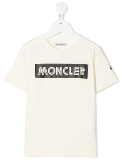 Moncler Kids' Logo-print T-shirt In Neutrals
