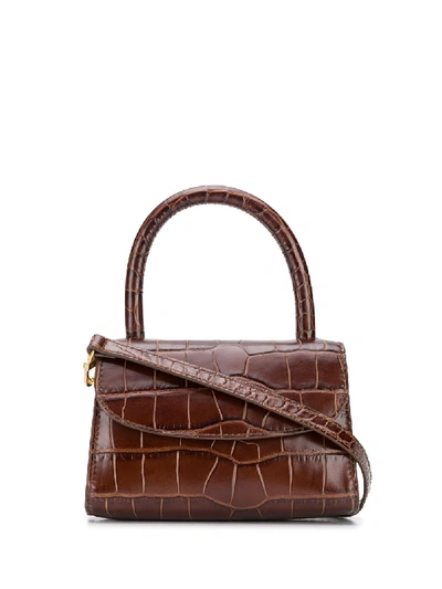By Far Crocodile-embossed Mini Bag In Brown