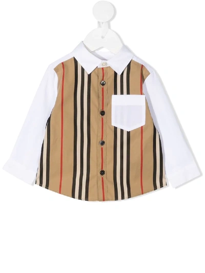 Burberry Babies' Striped Contrast Panel Shirt In White