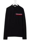Moncler Long Sleeve Embossed Logo Shirt In Blue