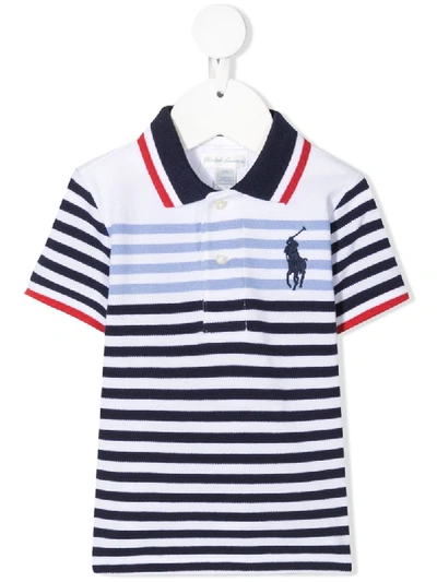 Ralph Lauren Babies' Striped Polo Polo Shirt In White