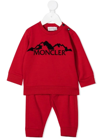 Moncler Babies' Red Tracksuit With Frontal Logo Embroidery