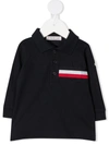 Moncler Long Sleeve Striped Pattern Polo Shirt In Blue