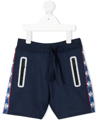 Dsquared2 Logo Stripe Track Shorts In Blue