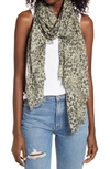 ALLSAINTS PATCH LEOPARD PRINT FRINGED SCARF,AS100491