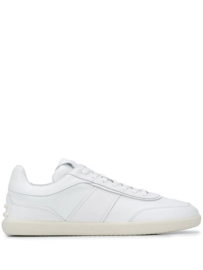 Tod's White Tonal Tabs Leather Sneakers