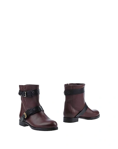 Chloé Ankle Boots In Brick Red