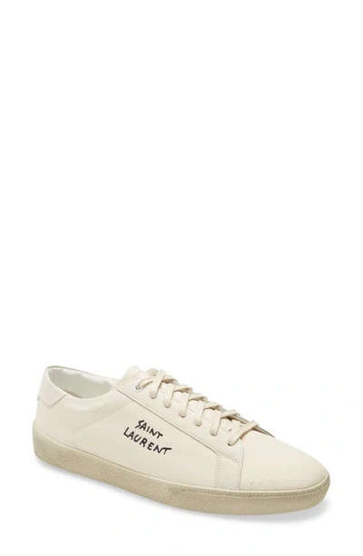 Saint Laurent Logo Embroidered Sneaker In White