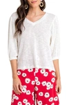 All In Favor Balloon Sleeve Summer Knit Top In Ivory