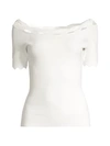 MILLY Scallop Trim Knit Short-Sleeve Top
