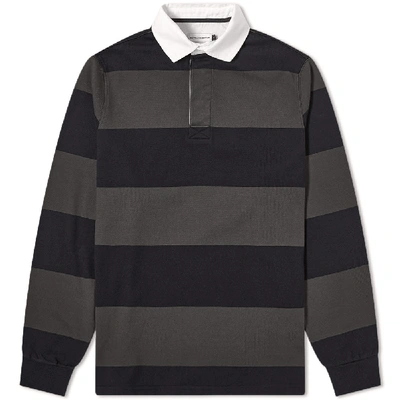 Pop Trading Company Pop Trading Company Striped Rugby Polo Shirt In Black