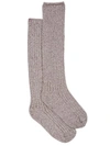 Barefoot Dreams Cozychic Ribbed Plush Socks In Heathered Beachrock