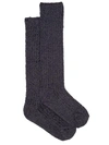Barefoot Dreams Cozychic Ribbed Plush Socks In Heathered Carbon