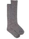 Barefoot Dreams Cozychic Ribbed Plush Socks In Heathered Ash Dove
