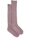 Barefoot Dreams Cozychic Ribbed Plush Socks In Heathered Rosewood