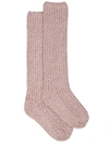Barefoot Dreams Cozychic Ribbed Plush Socks In Heathered Roseball