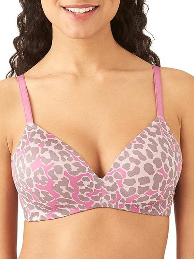 B.tempt'd By Wacoal Future Foundations Wire-free Plunge T-shirt Bra In Red Violet Leopard
