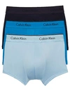 Calvin Klein Microfiber Low Rise Trunk 3-pack In Blue Assorted