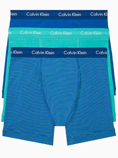 Calvin Klein Cotton Stretch Boxer Brief 3-pack In Royal,teal,stripe