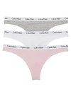 Calvin Klein Carousel Thong 3-pack In Grey,white,pink