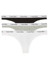 Calvin Klein 3-pack Stretch-cotton Thongs In White,grey,black