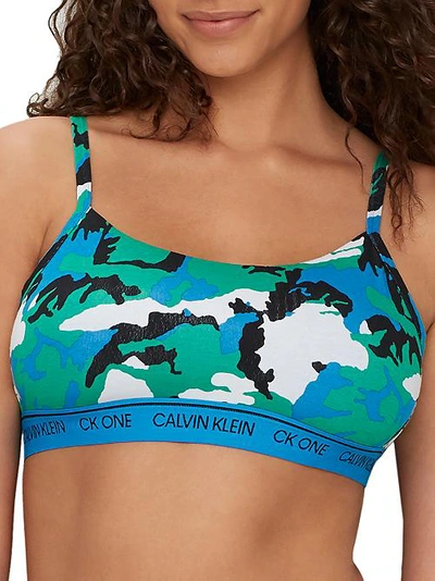 Calvin Klein Ck One Unlined Bralette In Camo White In White