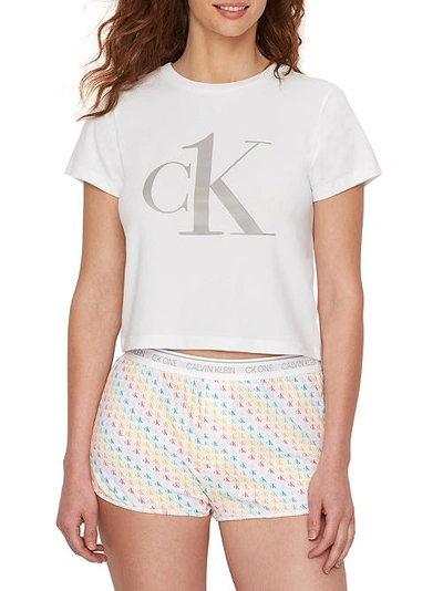 Calvin Klein Ck One Pj In A Bag Tee & Shorts Pajama Set In White