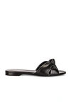 Saint Laurent Woven Leather Sandal Slide In Nero