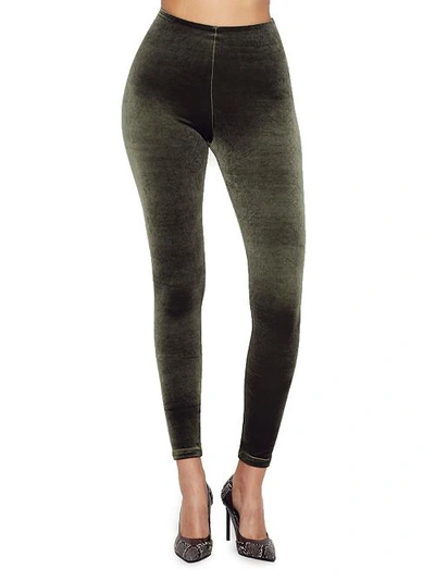 Commando Perfect Control Velvet Leggings In Dark Olive