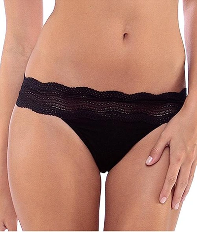Cosabella Ceylon Lace Trim Low Rise Thong In Black