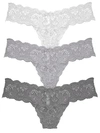 Cosabella Never Say Never Cutie Low Rise Thong 3-pack In Grey Assorted