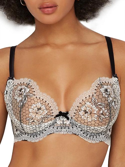 Dita Von Teese Evelina Lace Balcony Bra In Black/white