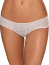 Dkny Modern Lace Satin-trim Thong Underwear Dk5013 In Poplin White