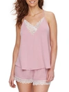 Flora Nikrooz Floretta Ii Knit Cami Pajama Set With Lace Trim In Dusty Pink