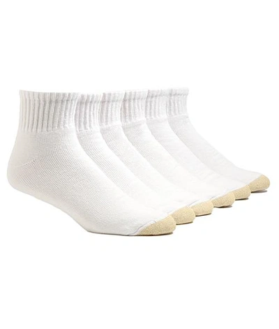 Gold Toe Cotton Cushion Big & Tall Ankle Socks 6-pack In White