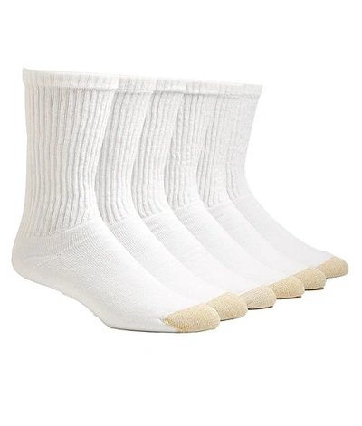 Gold Toe Cotton Cushion Crew Socks 6-pack In White