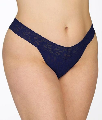 Hanky Panky Signature Original-rise Stretch-jersey Thong In Navy Blue