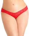 Hanky Panky Plus Size Signature Lace Original Rise Thong In Red