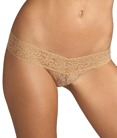 Hanky Panky Signature Lace Low-rise Stretch-jersey Thong In Suntan