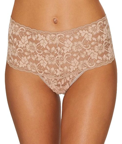 Hanky Panky Cross Dyed Retro Thong In Taupe Vanilla