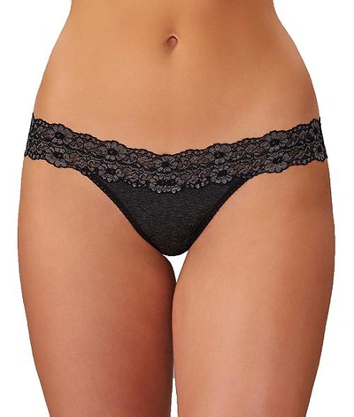 Hanky Panky 'heather' Jersey Original Rise Thong In Black Heather