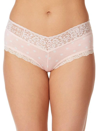 Hanky Panky Rosie V-front Boyshort In Cameo Pink,white