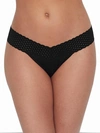 Hanky Panky Original-rise Organic Cotton Lace-trim Thong In Black